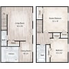 Floor plan: Liberty 2 Bedroom Townhome