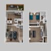 Floor plan: 2 Beds 1.5 Baths