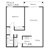 Floor plan: 1 Bed 1 Bath | 754 sqft