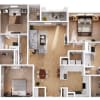 Floor plan: 3 Bed, 2 Bath