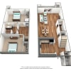 Floor plan: 2 Bed 1.5 Bath Townhouse Renovated - B2TR