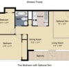 Floor plan: 2 Bedroom Den
