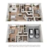 Floor plan: 3 Bedroom, 2 Bath