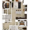 Floor plan: 2 Bed/2 Bath-B1