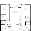 Floor plan: 2 Bedroom A with Balcony
