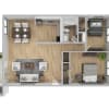Floor plan: 2 Bedroom / 1 Bathroom - 822