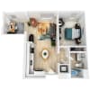 Floor plan: 1 Bedroom 1 Bathroom with Den 11E