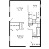 Floor plan: 1 Bed 1 Bath 647 sq ft