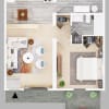 Floor plan: One Bedroom One Bath Apartment