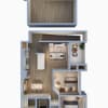 Floor plan: 1 Bedroom 1 Bathroom w/Garage