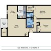 Floor plan: TWO BEDROOM/ 1.5 BATH