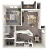 Floor plan: 1 Bedroom 1 Bath 647