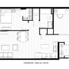Floor plan: 1 Bed 1 Bath Den Q