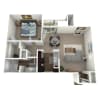 Floor plan: 1 Bed, 1 Bath A (60% Income Restricted)