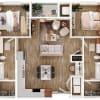 Floor plan: 2BD, 2BTH B