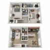 Floor plan: One Bedroom Townhome with Office