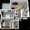 Floor plan: Two Bedroom One Bathroom