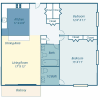 Floor plan: Two Bedroom 1.5 Baths