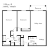 Floor plan: 2 Bed 1 Bath | 1106 sqft