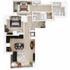 Floor plan: 2 Bed/2 Bath-PH-B4