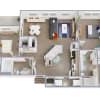 Floor plan: 2 Bed, 2 Bath B