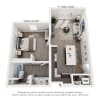 Floor plan: 1 Bedroom 626