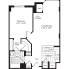 Floor plan: 740sf-b