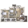 Floor plan: 2BR 2BA (800 SF)