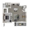 Floor plan: 1 Bed Building A & B Style 2