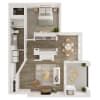 Floor plan: One Bedroom with Deck	
