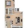 Floor plan: 1 BEDROOM (1A/D)