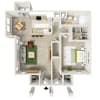 Floor plan: 1 Bed/1 Bath Upstairs