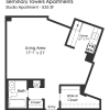 Floor plan: Studio 1BA (535sf)