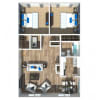 Floor plan: 2 Bedroom 850