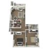 Floor plan: 2 Bedroom, 1 Bath