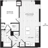 Floor plan: One Bedroom 686