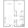Floor plan: A17 - 1BR 1BA (744 SF)