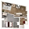 Floor plan: 1BR/1BA