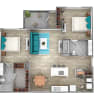 Floor plan: Two Bedroom Two Bath (969 SF)
