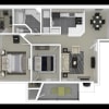 Floor plan: 2BR/1BA - B.&O.