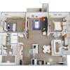 Floor plan: 2 Bed, 2 Bath A