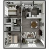 Floor plan: 2 Bedroom, 1 Bathroom