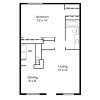 Floor plan: 1 Bed 1 Bath 652 sq ft