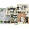 Floor plan: 1 BEDROOM TOWER (A1A)