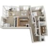 Floor plan: 1 Bed 1.5 Bath + Den
