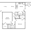 Floor plan: 2 Bed - 1 Bath B1