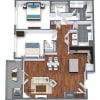 Floor plan: 2 Bedroom  2 Bath (G)