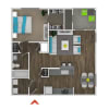 Floor plan: 1 Bedroom F