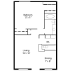 Floor plan: 1 Bed, 1 Bath 571 Sq Ft