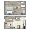 Floor plan: 2BR1BA